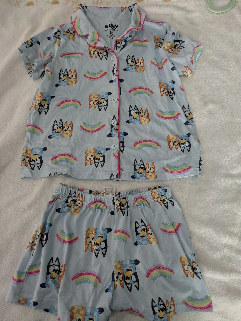 GUC Bluey rainbow print pajamas shirt &shorts set